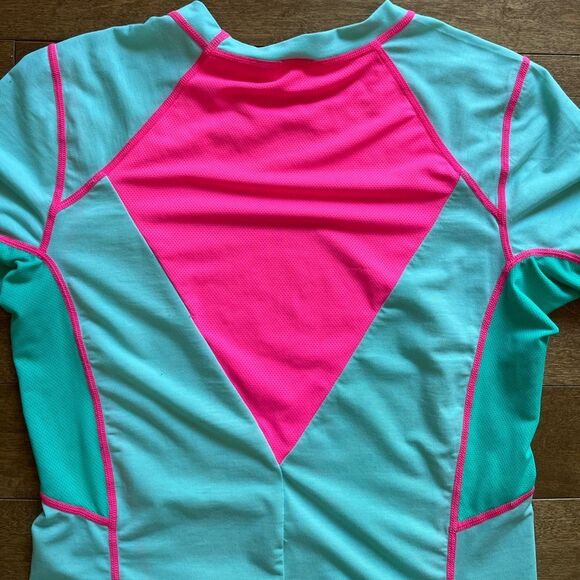Kari Traa Svala Bright Teal Pink Workout Tee Small - Picture 8 of 10